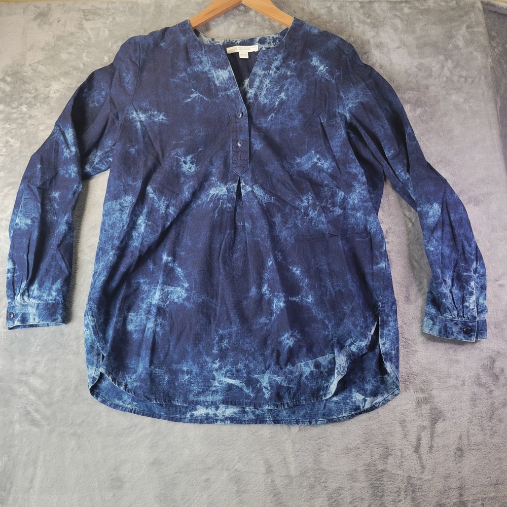 Pure‎ Jill Womens Small Tie Dye Tunic Blue Organic Cotton Sustainable Fashion